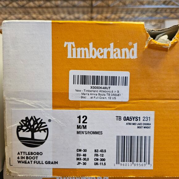 TIMBERLAND MEN\'S 12 ATTLEBORO BOOTS BROWN LEATHER ANKLE CHUKKA NIB